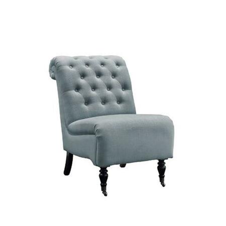 LINON HOME DCOR Cora Washed Blue Linen Roll Back Tufted Chair 368255BLU01U